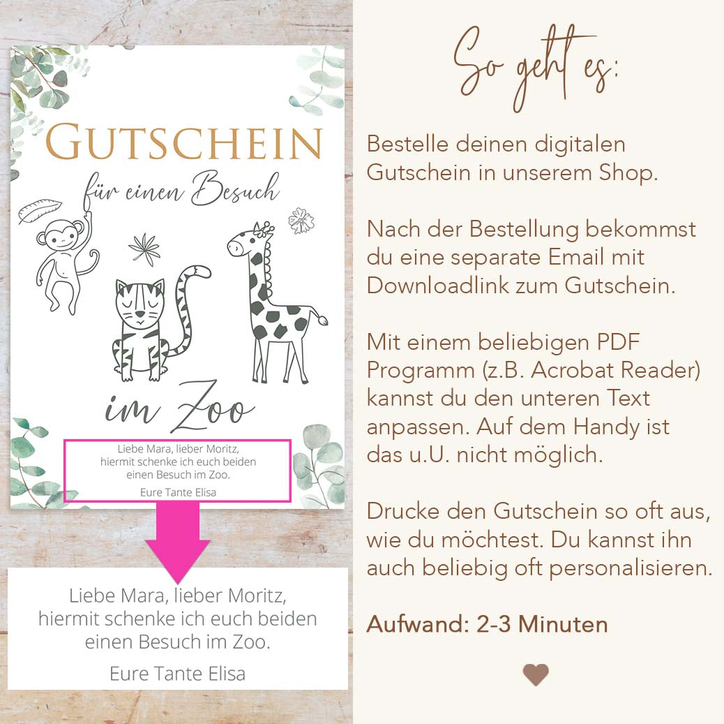 Gutschein für einen Zoobesuch Herzensprojekt Manufaktur