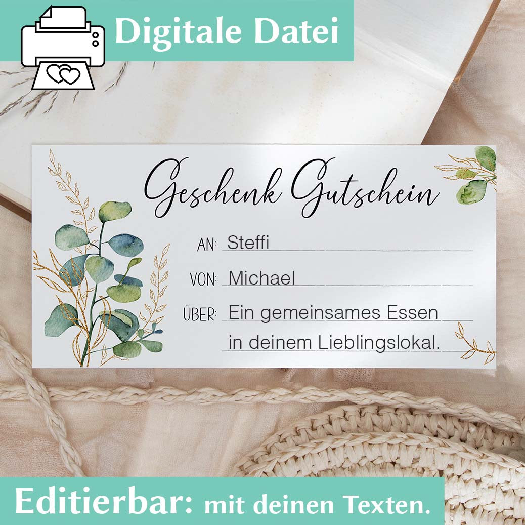 Geschenkgutschein Vorlage Herzensprojekt Manufaktur