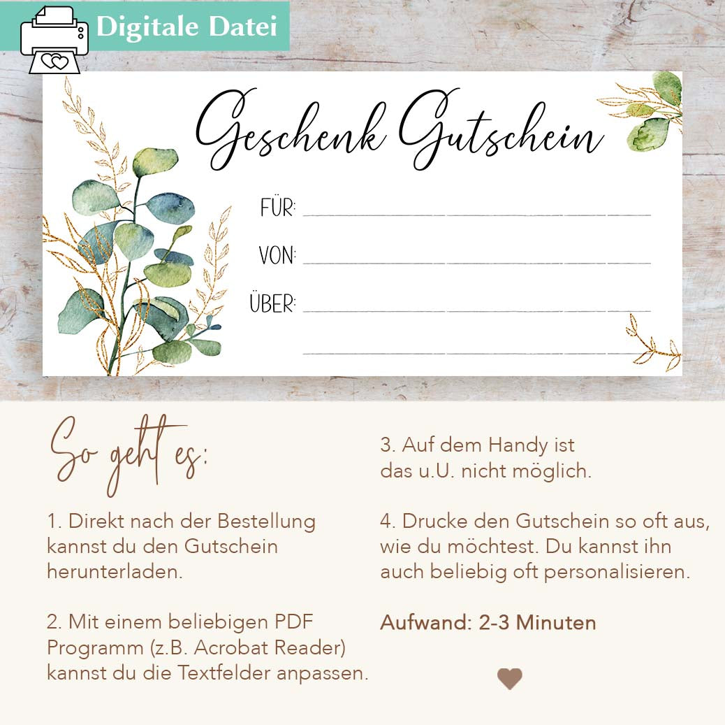 Geschenkgutschein Vorlage Herzensprojekt Manufaktur
