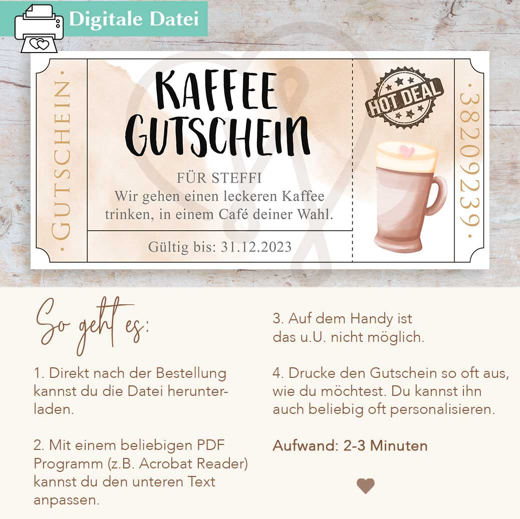 Gutschein Kaffee trinken Herzensprojekt Manufaktur