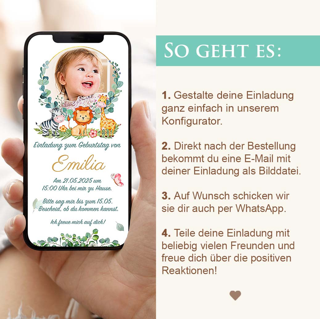 Kindergeburtstag Einladung WhatsApp Herzensprojekt Manufaktur