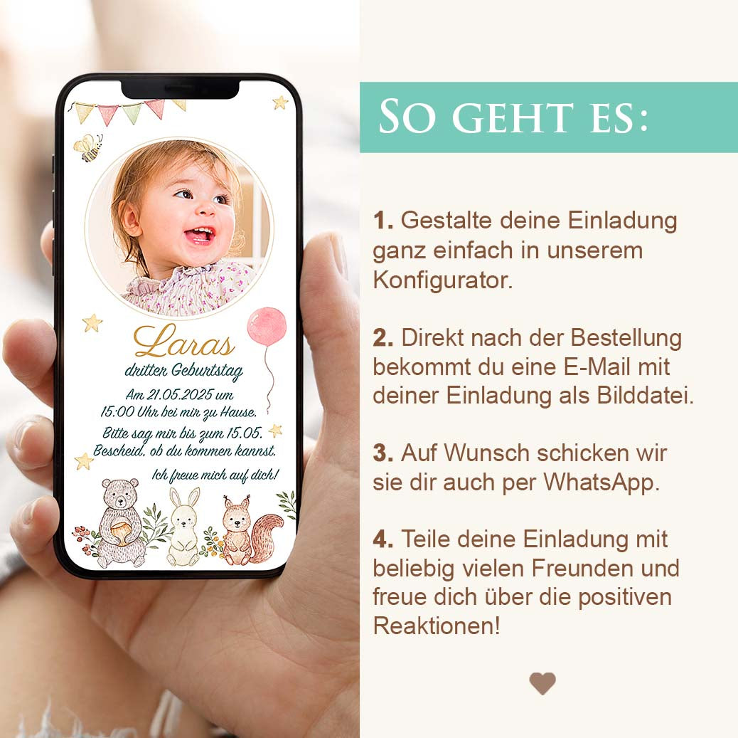 Kindergeburtstag einladen WhatsApp Herzensprojekt Manufaktur
