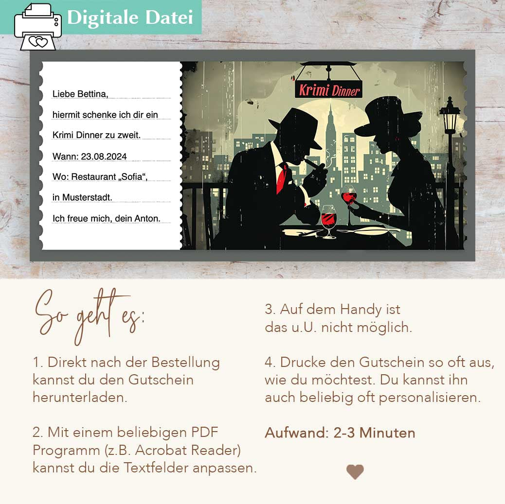 Krimi Dinner Gutschein Herzensprojekt Manufaktur