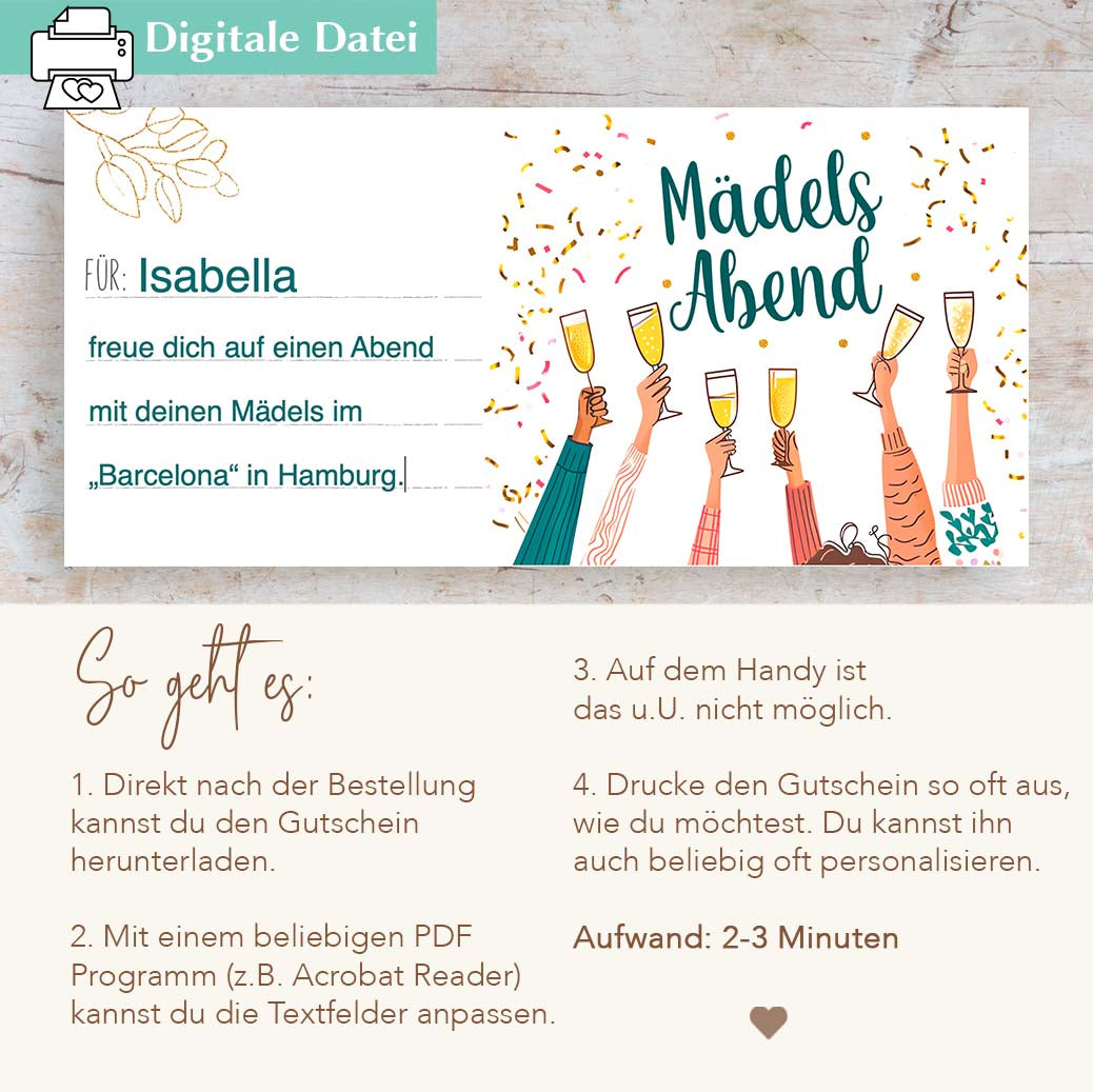 Mädelsabend Gutschein Herzensprojekt Manufaktur