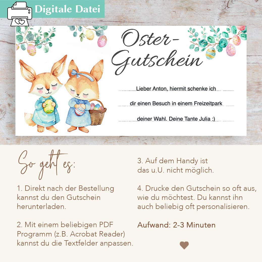Ostergutschein PDF Vorlage Herzensprojekt Manufaktur