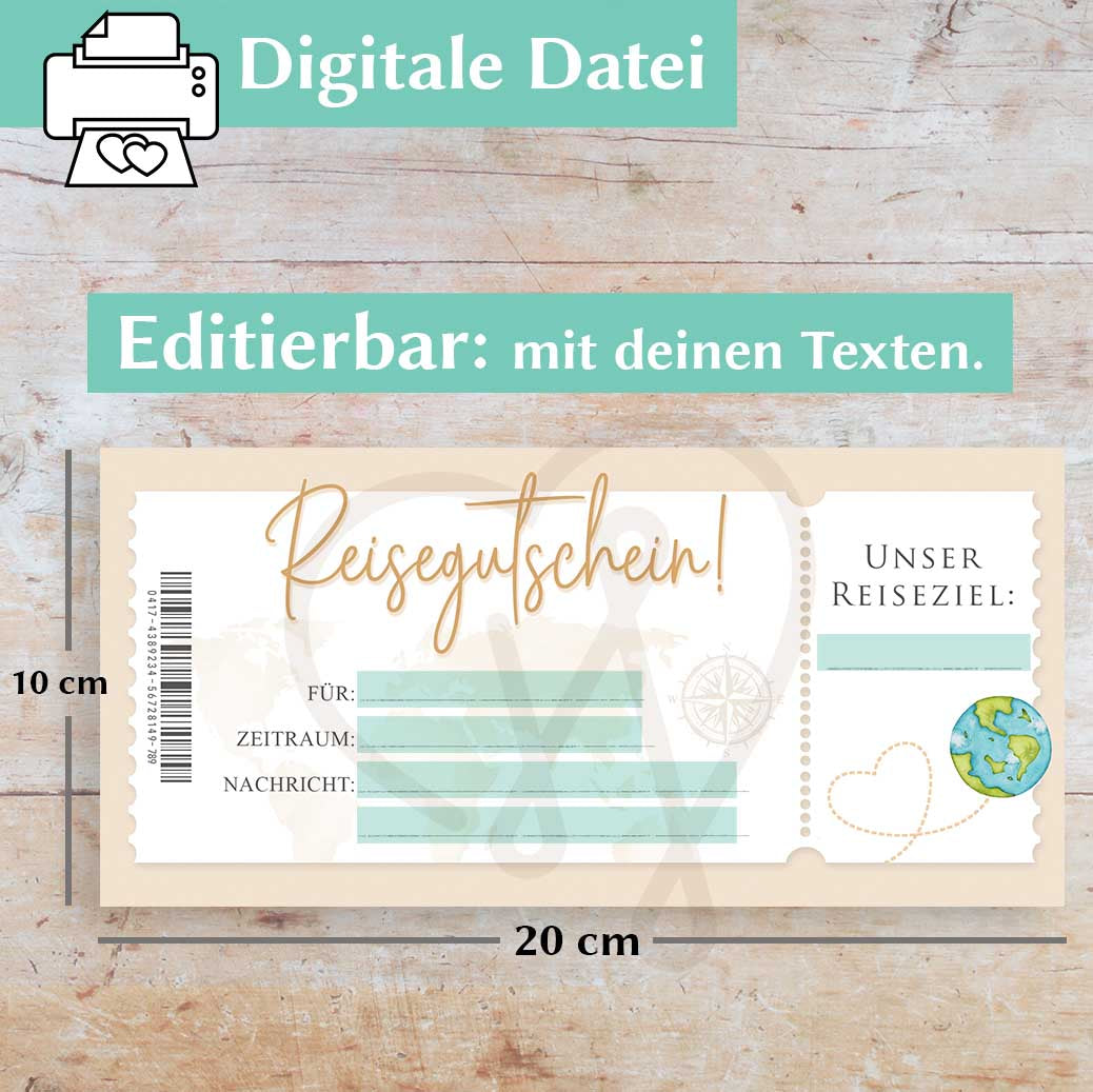 Reisegutschein Vorlage Herzensprojekt Manufaktur