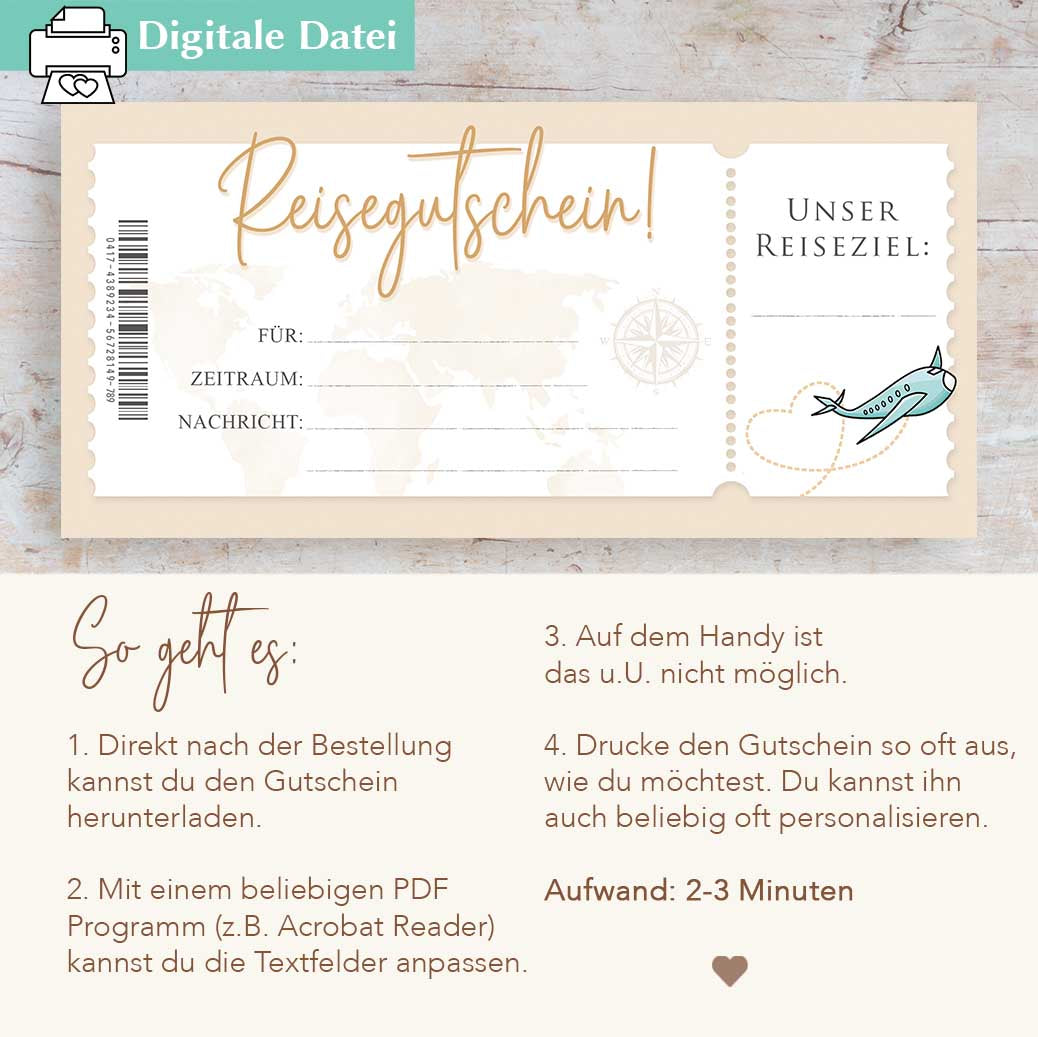 Reisegutschein Vorlage Herzensprojekt Manufaktur