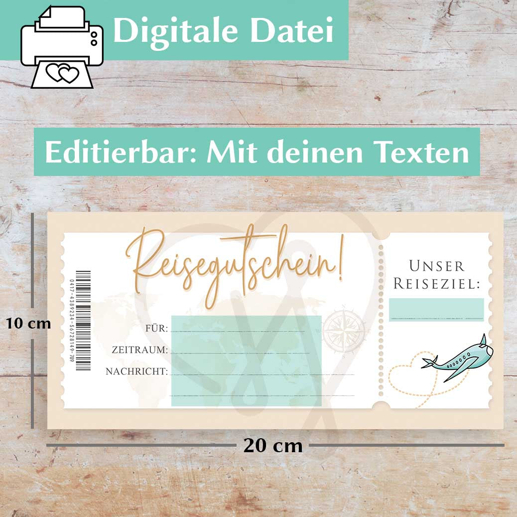 Reisegutschein Vorlage Herzensprojekt Manufaktur