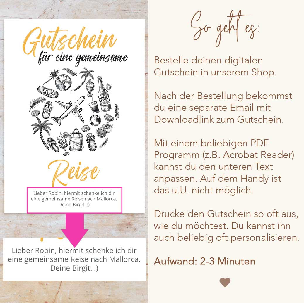 Reisegutschein gestalten Vorlage Herzensprojekt Manufaktur