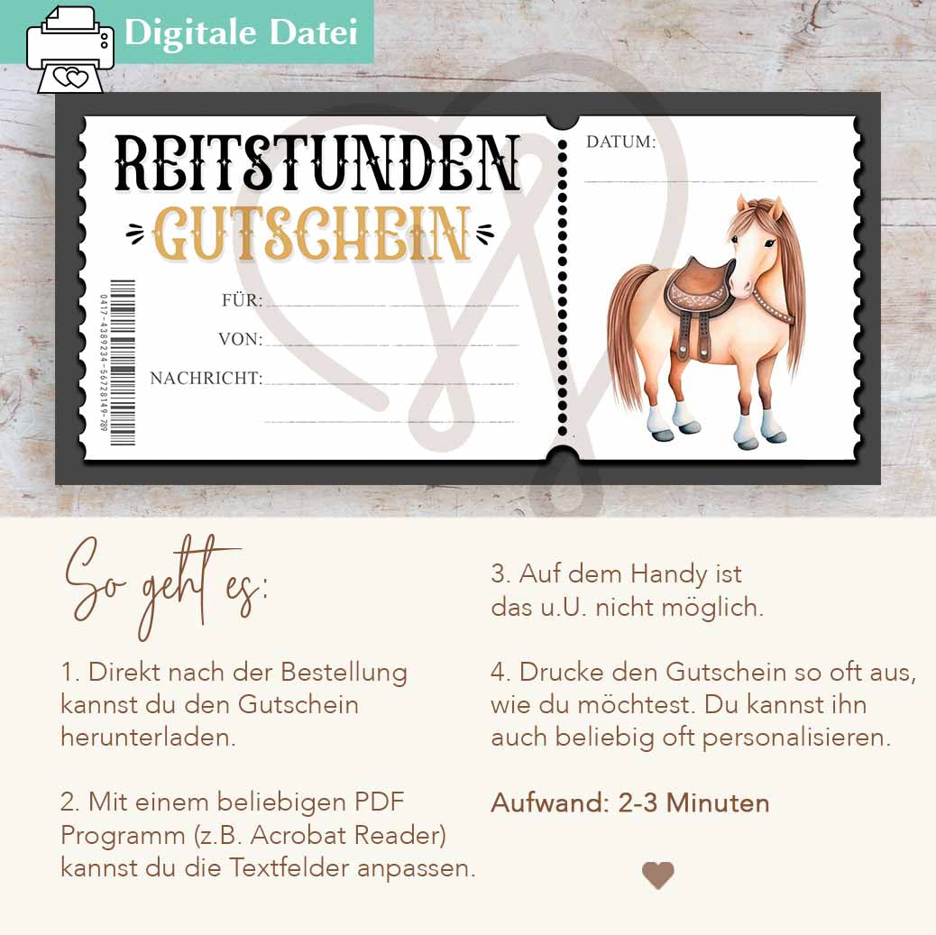 Reitstunden Gutschein Herzensprojekt Manufaktur
