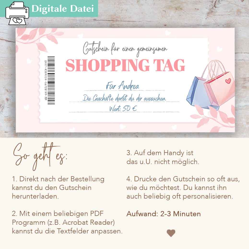 Gutschein Shopping Tag Herzensprojekt Manufaktur