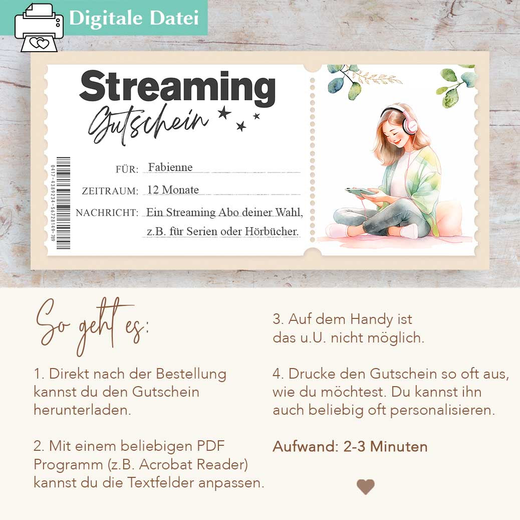 Streaming Gutscheinvorlage Herzensprojekt Manufaktur