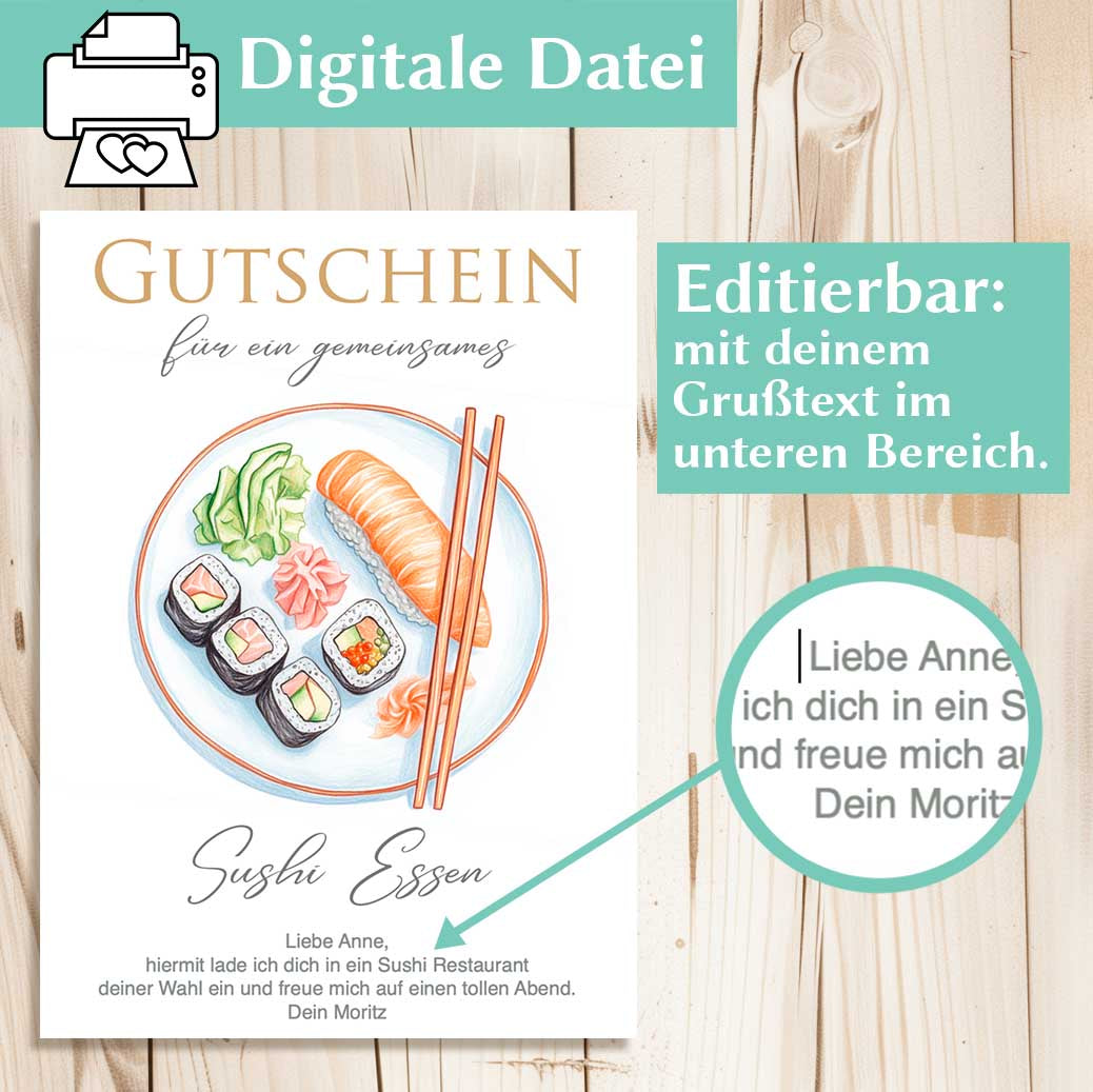 Sushi Gutschein Herzensprojekt Manufaktur