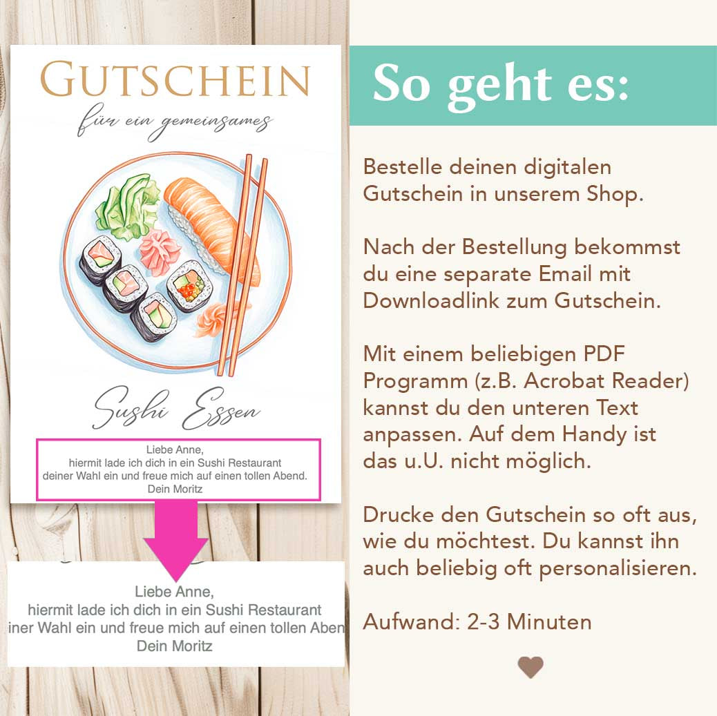 Sushi Gutschein Herzensprojekt Manufaktur