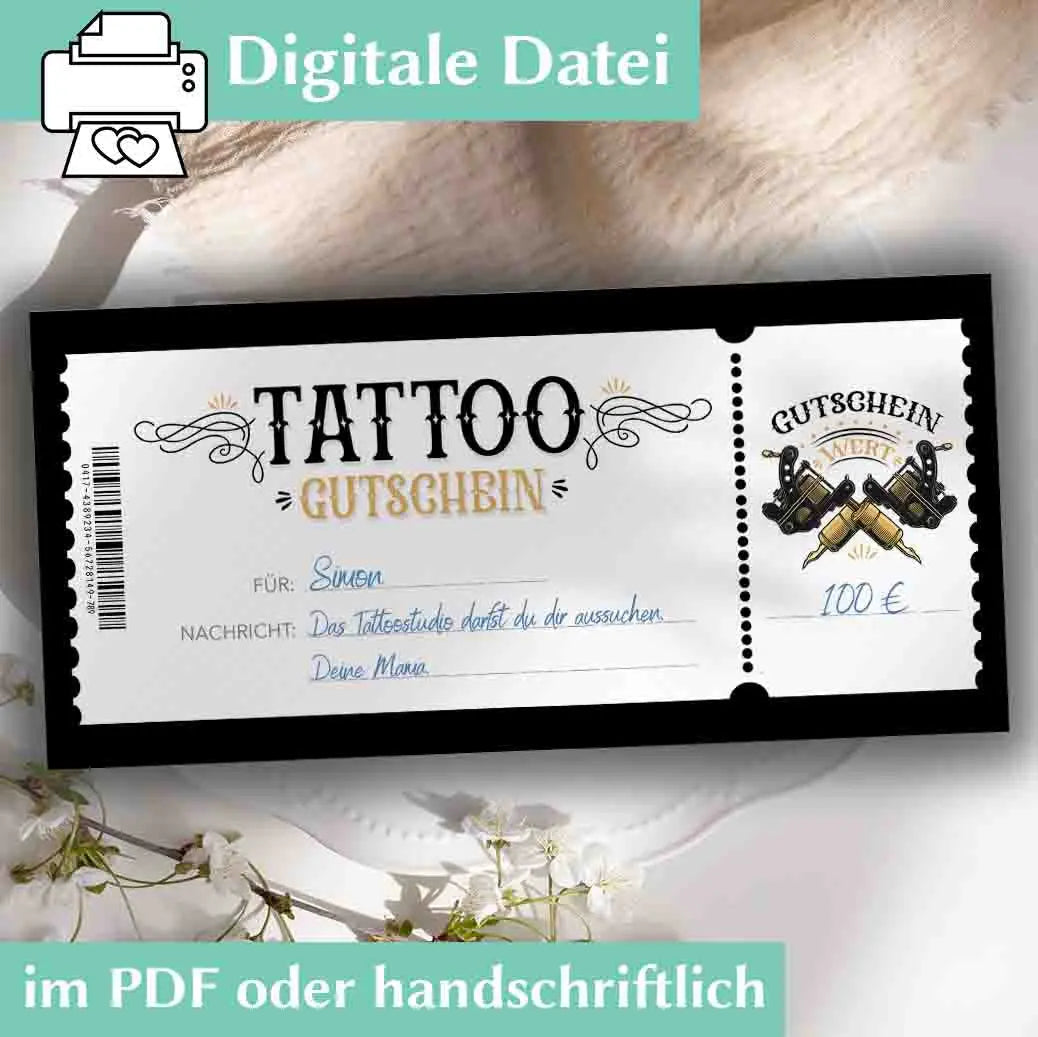Tattoo Gutscheinvorlage Herzensprojekt Manufaktur