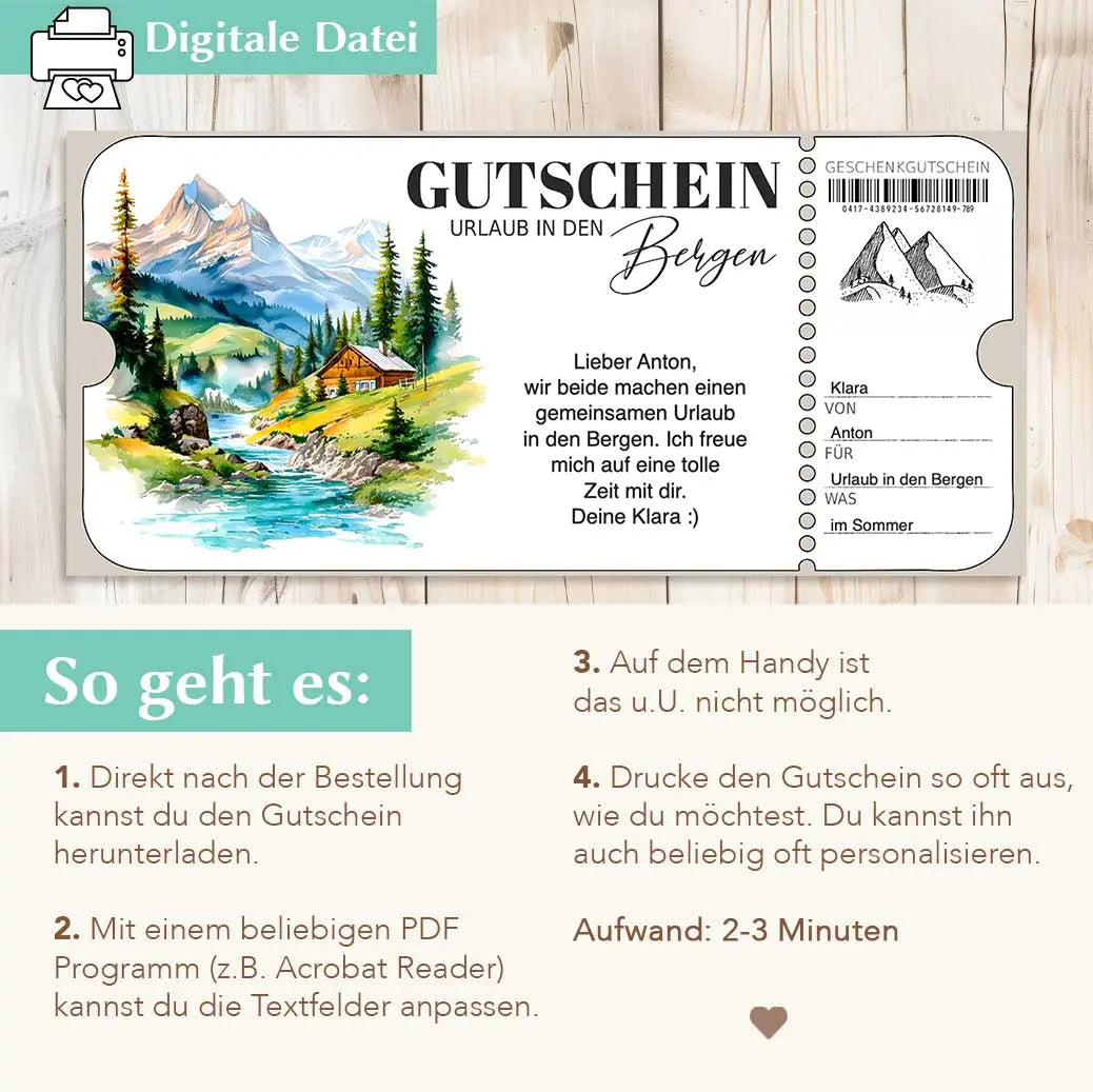 Urlaub Berge Gutschein Herzensprojekt Manufaktur