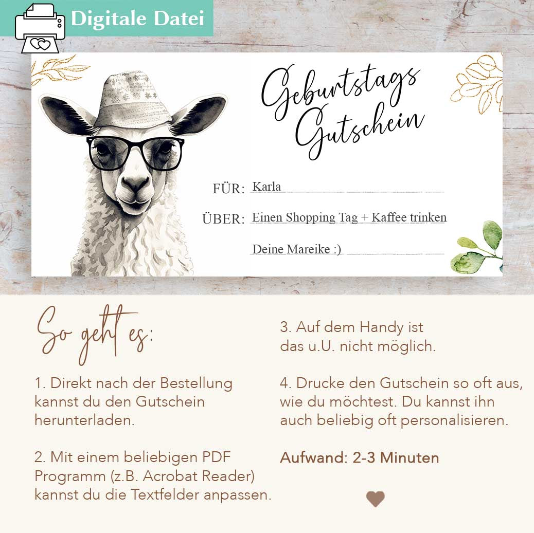 Vorlage Geburtstag Gutschein Herzensprojekt Manufaktur