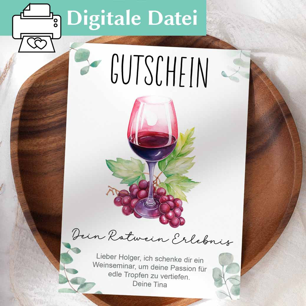 Gutscheinvorlage Rotwein Herzensprojekt Manufaktur