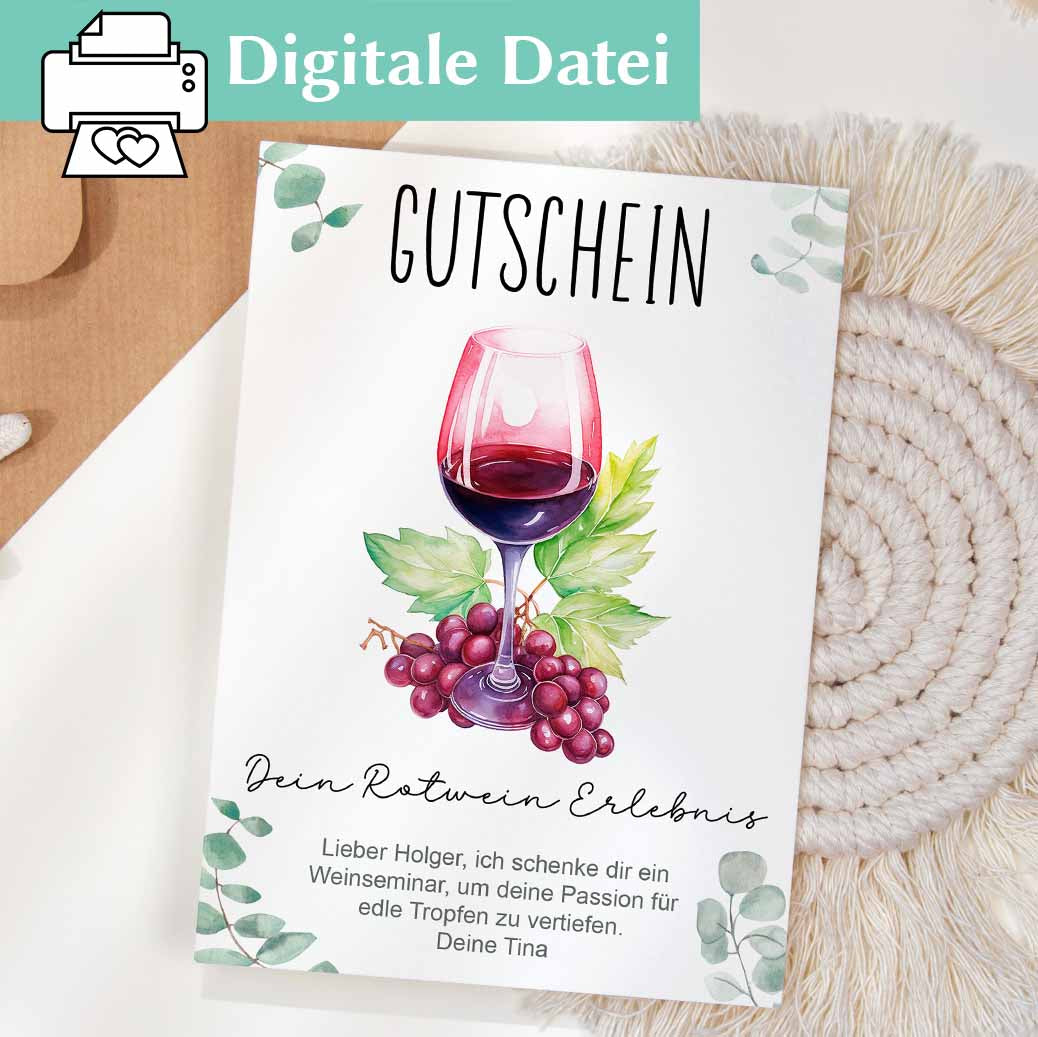 Gutscheinvorlage Rotwein Herzensprojekt Manufaktur