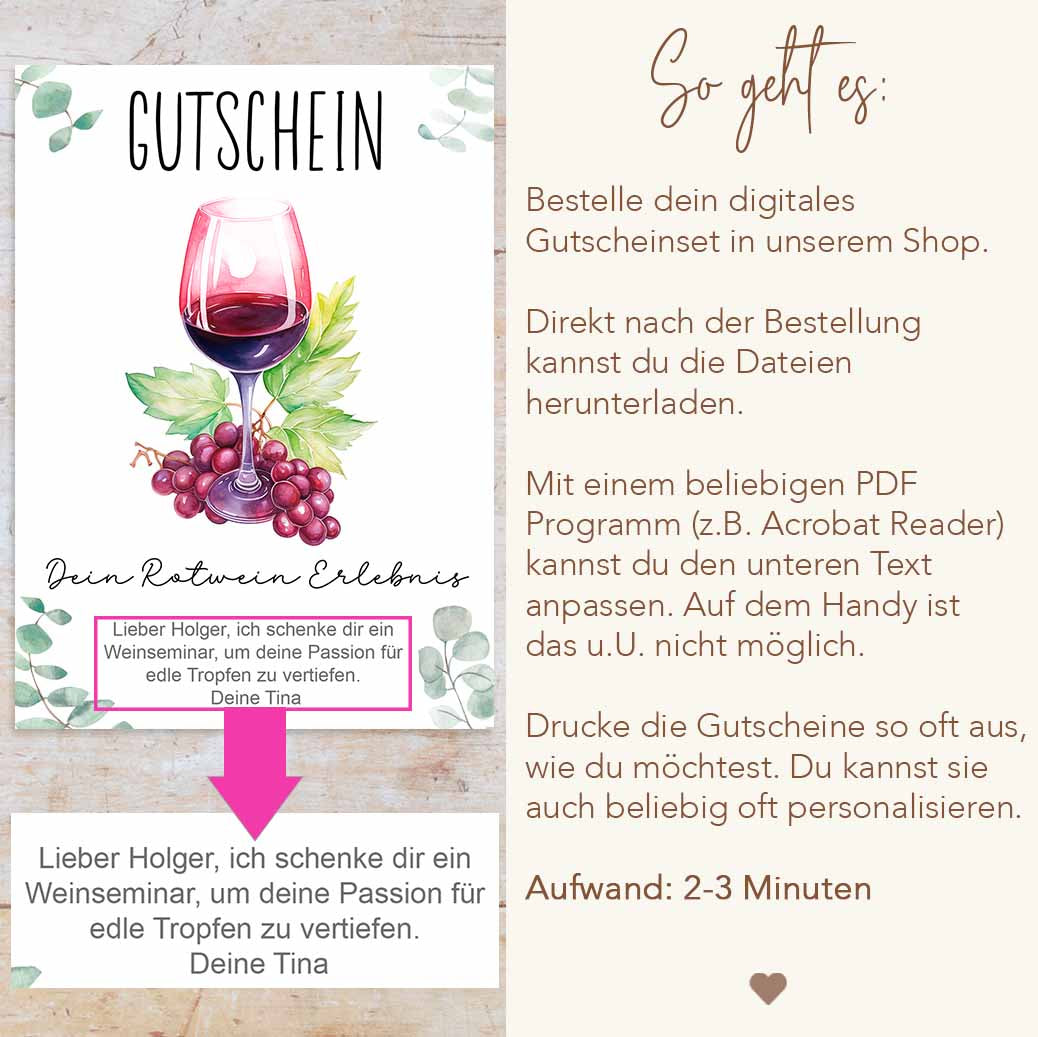 Gutscheinvorlage Rotwein Herzensprojekt Manufaktur
