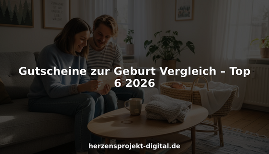 Frischgebackene Eltern freuen sich zu Hause über das Öffnen ihres Geschenkgutscheins.