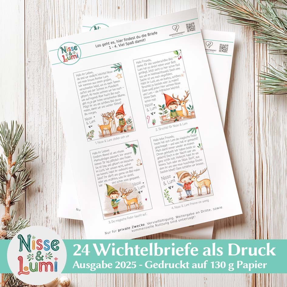 24 Wichtelbriefe Nisse & Lumi 2025 - Druckversion Herzensprojekt Manufaktur