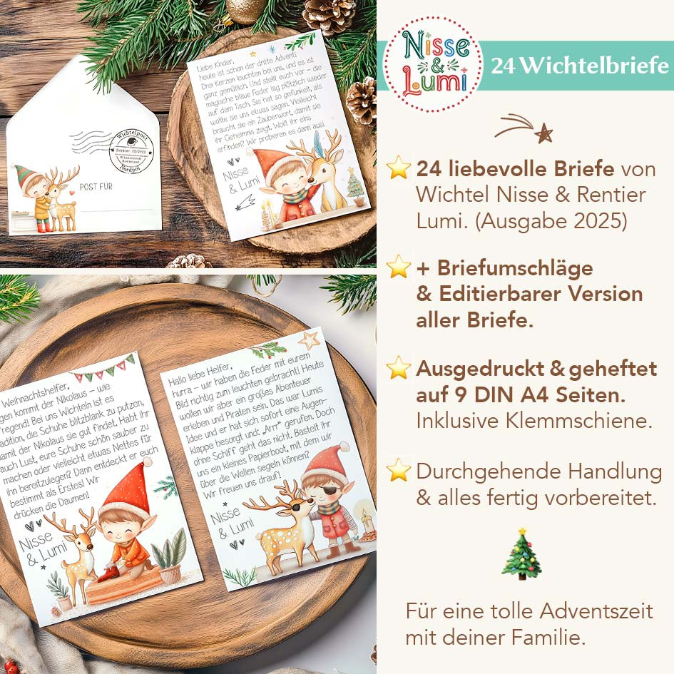 24 Wichtelbriefe Nisse & Lumi 2025 - Druckversion Herzensprojekt Manufaktur