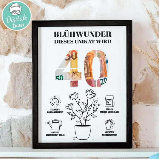 Geldgeschenk 40ster - Editierbar Herzensprojekt Manufaktur