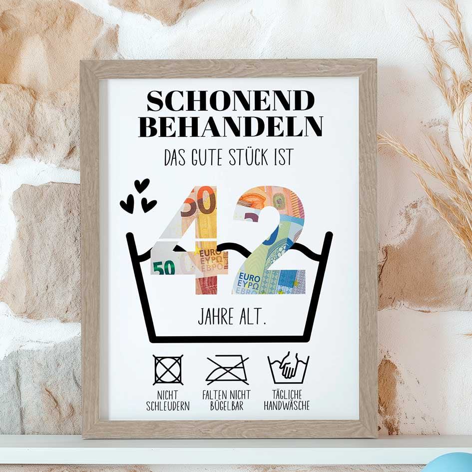 Geldgeschenk 42. Geburtstag im Rahmen merchOne