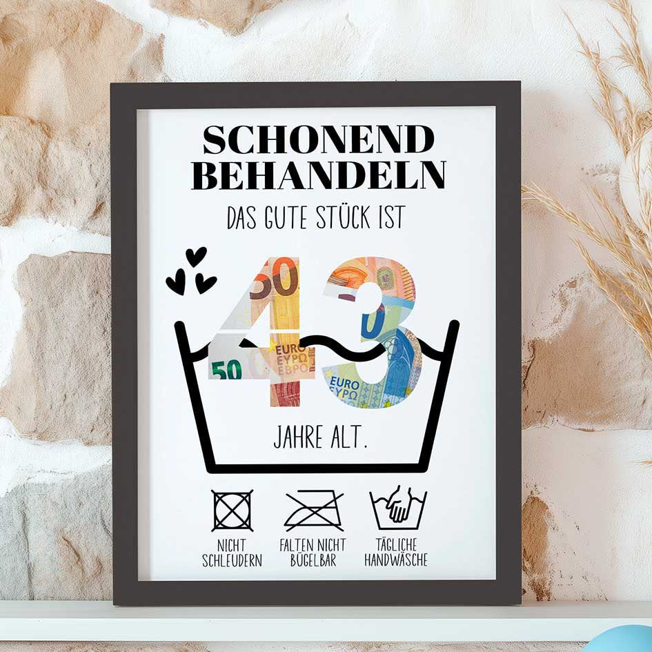 Geldgeschenk 43. Geburtstag im Rahmen merchOne