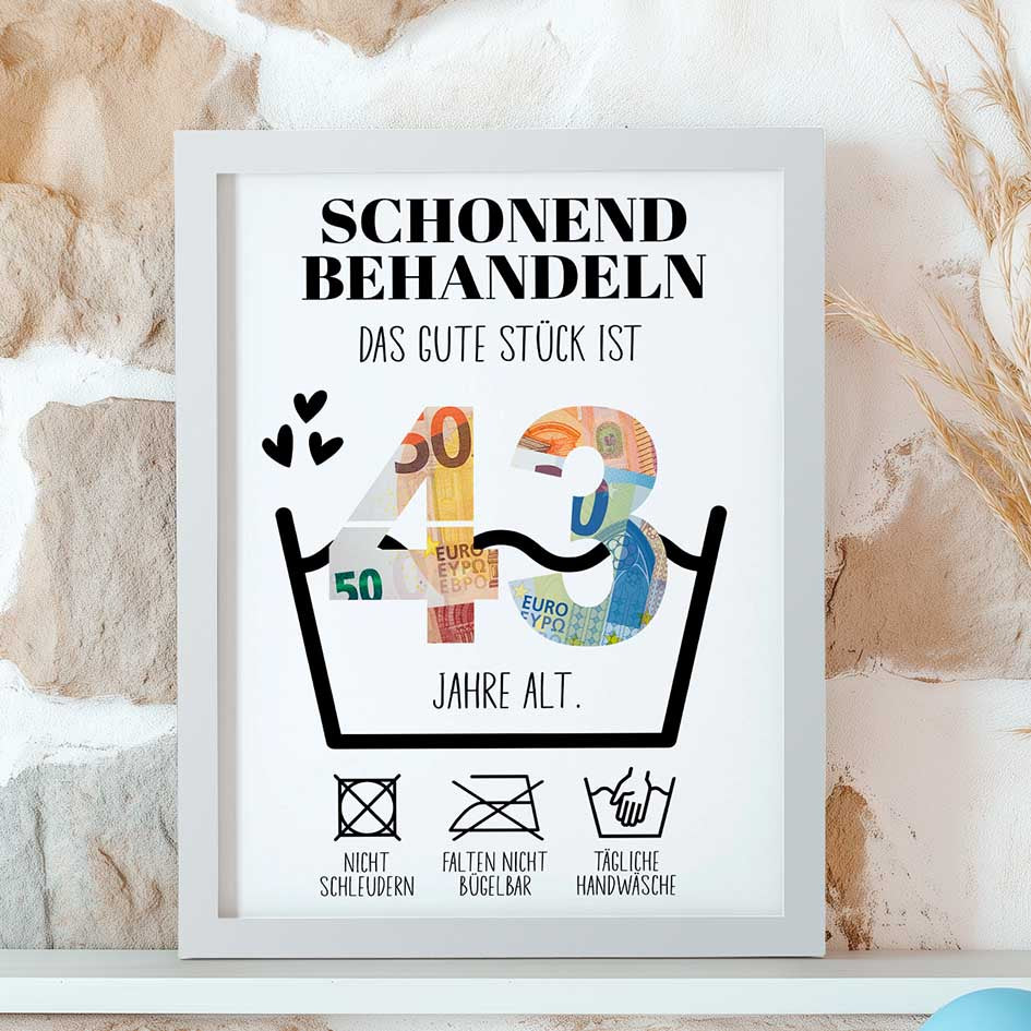 Geldgeschenk 43. Geburtstag im Rahmen merchOne