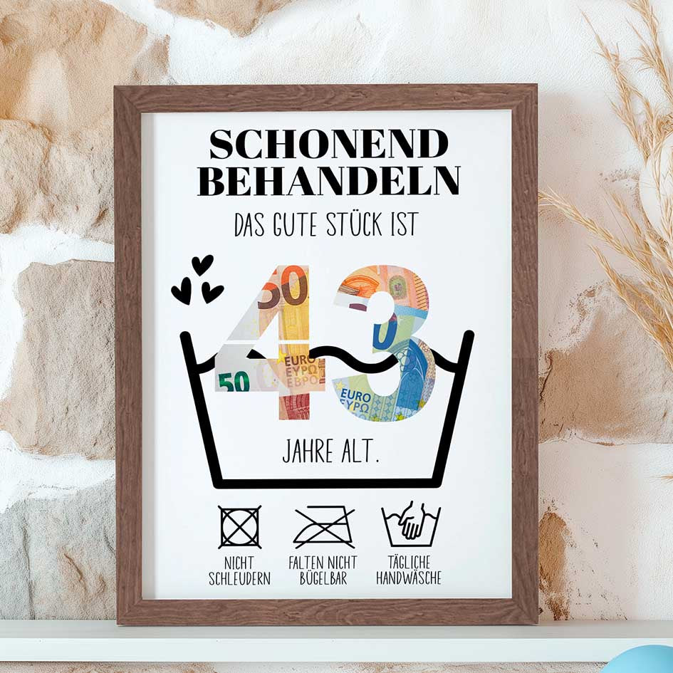 Geldgeschenk 43. Geburtstag im Rahmen merchOne