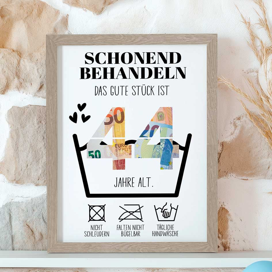 Geldgeschenk 44. Geburtstag im Rahmen merchOne