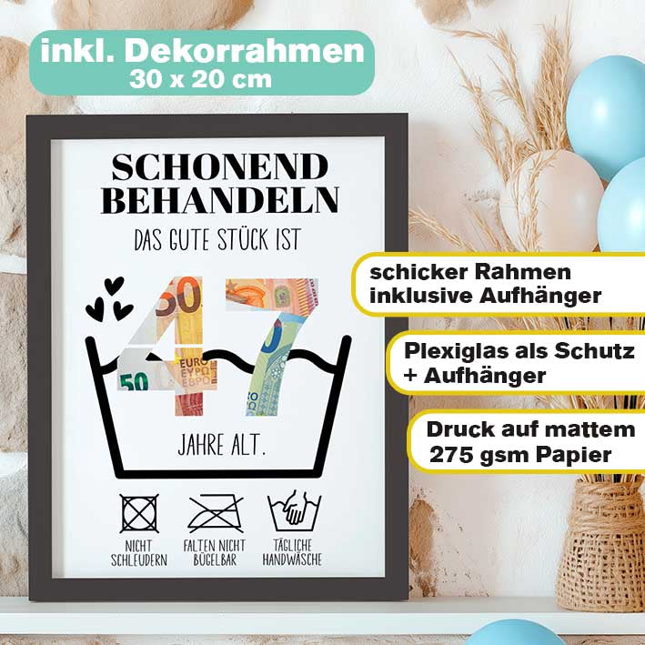 Geldgeschenk 47. Geburtstag im Rahmen merchOne