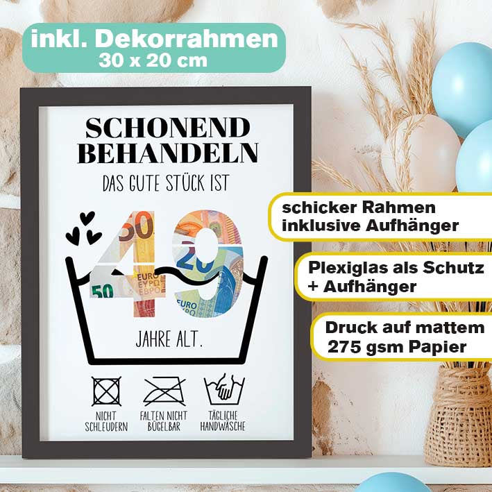Geldgeschenk 49. Geburtstag im Rahmen merchOne