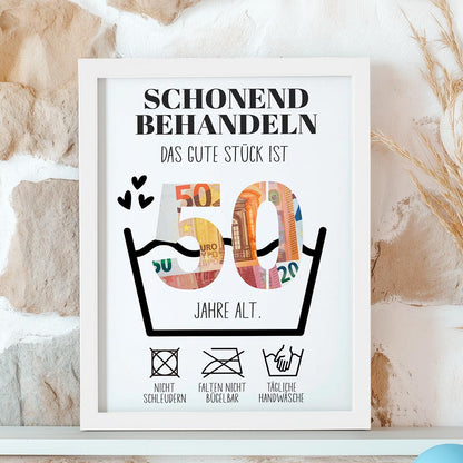 Geldgeschenk 50. Geburtstag im Holzrahmen Herzensprojekt Manufaktur