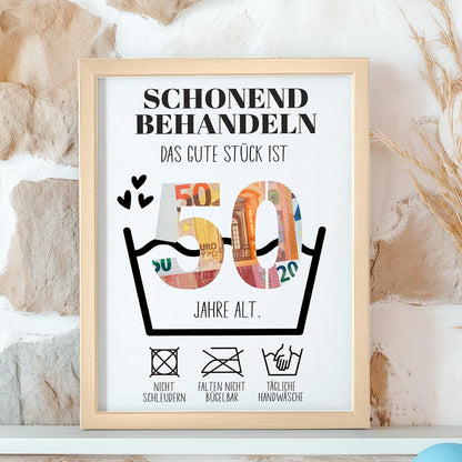 Geldgeschenk 50. Geburtstag im Holzrahmen Herzensprojekt Manufaktur