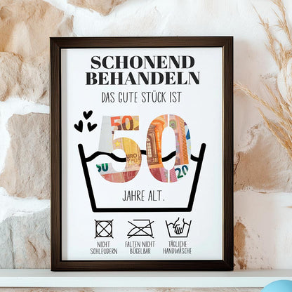 Geldgeschenk 50. Geburtstag im Holzrahmen Herzensprojekt Manufaktur
