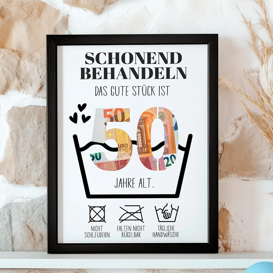 Geldgeschenk 50. Geburtstag im Holzrahmen Herzensprojekt Manufaktur