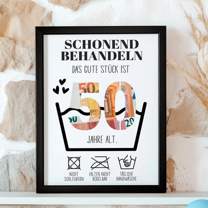 Geldgeschenk 50. Geburtstag im Holzrahmen Herzensprojekt Manufaktur
