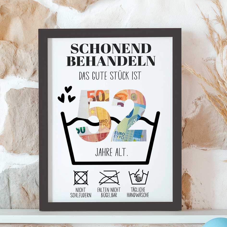 Geldgeschenk 52. Geburtstag im Rahmen
