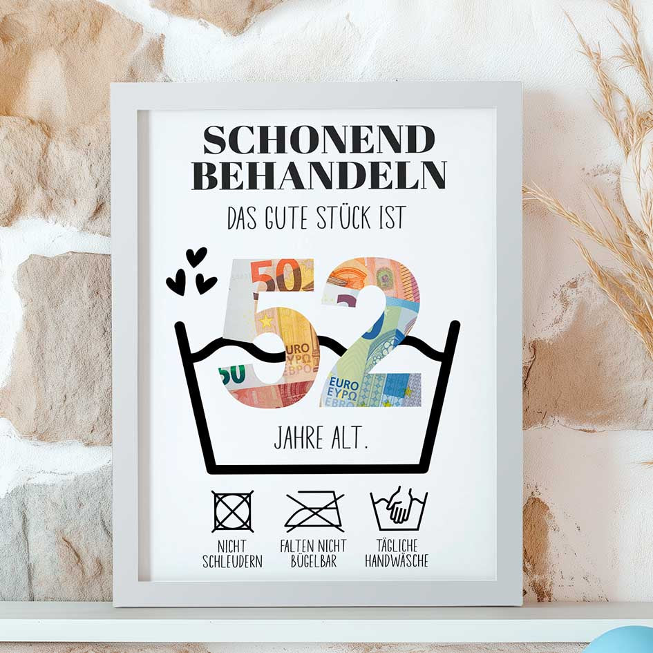 Geldgeschenk 52. Geburtstag im Rahmen
