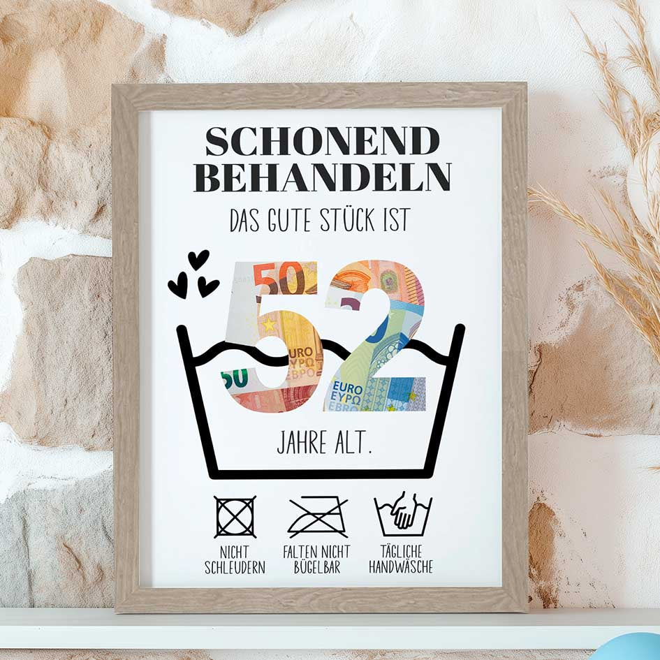 Geldgeschenk 52. Geburtstag im Rahmen