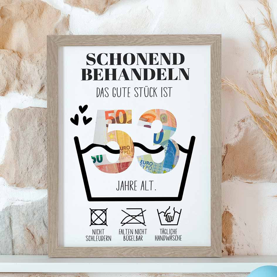 Geldgeschenk 53. Geburtstag im Rahmen merchOne