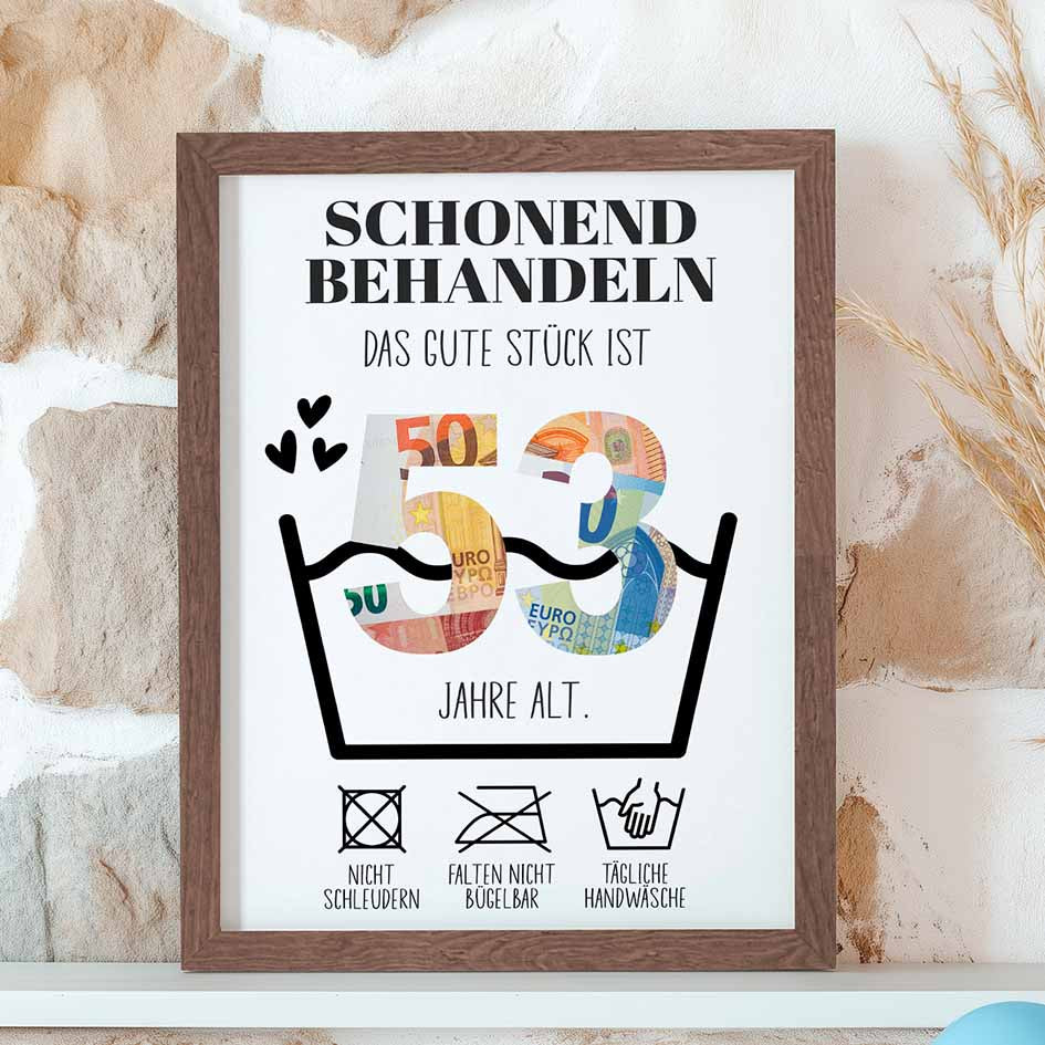 Geldgeschenk 53. Geburtstag im Rahmen merchOne