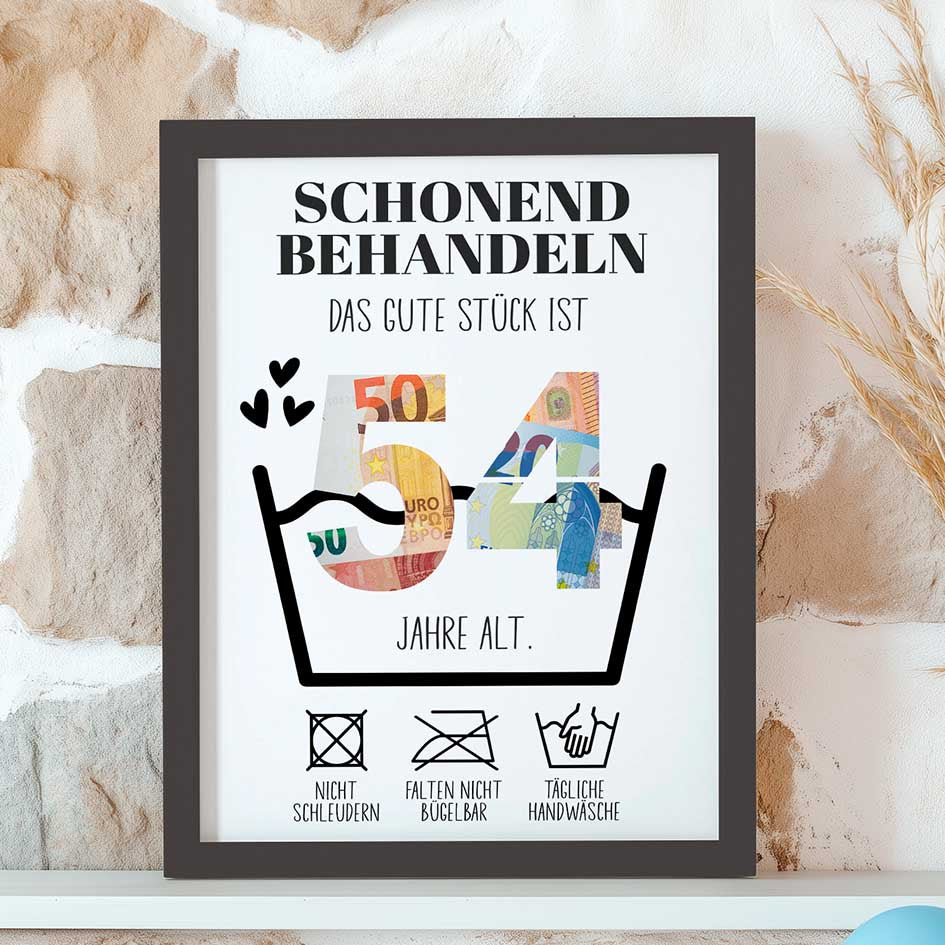 Geldgeschenk 54. Geburtstag im Rahmen merchOne