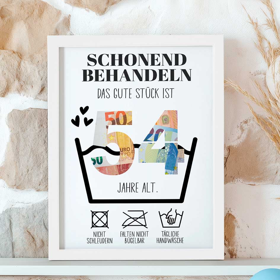 Geldgeschenk 54. Geburtstag im Rahmen merchOne