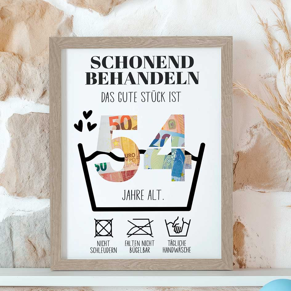 Geldgeschenk 54. Geburtstag im Rahmen merchOne