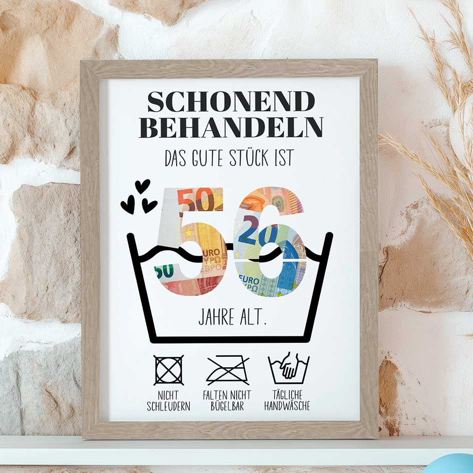 Geldgeschenk 56. Geburtstag im Rahmen merchOne