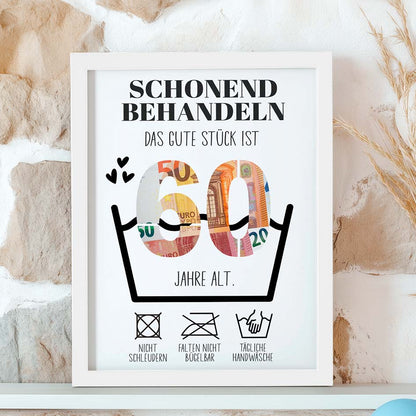 Geldgeschenk 60. Geburtstag im Holzrahmen Herzensprojekt Manufaktur